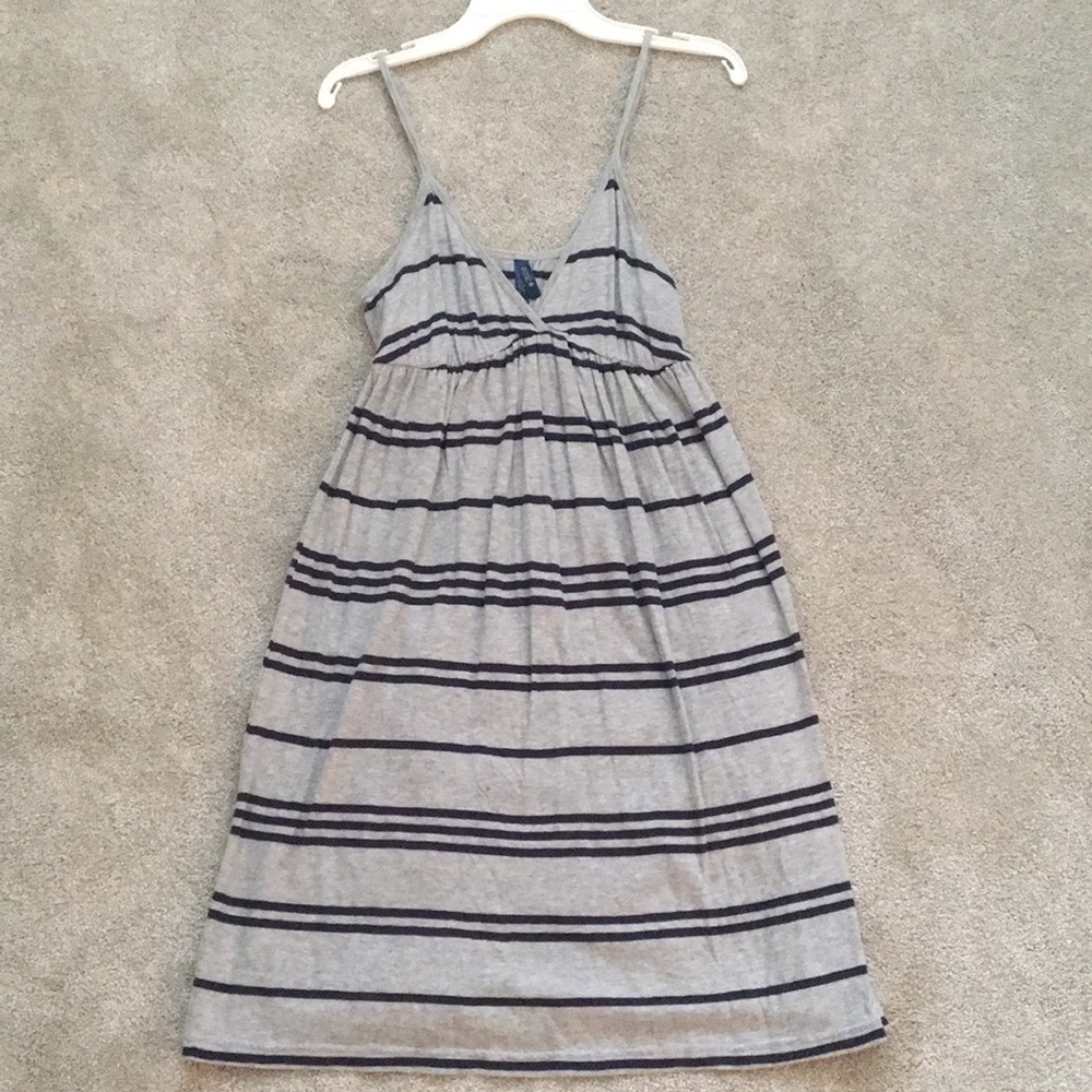Aerie Gray and Navy Striped Dress